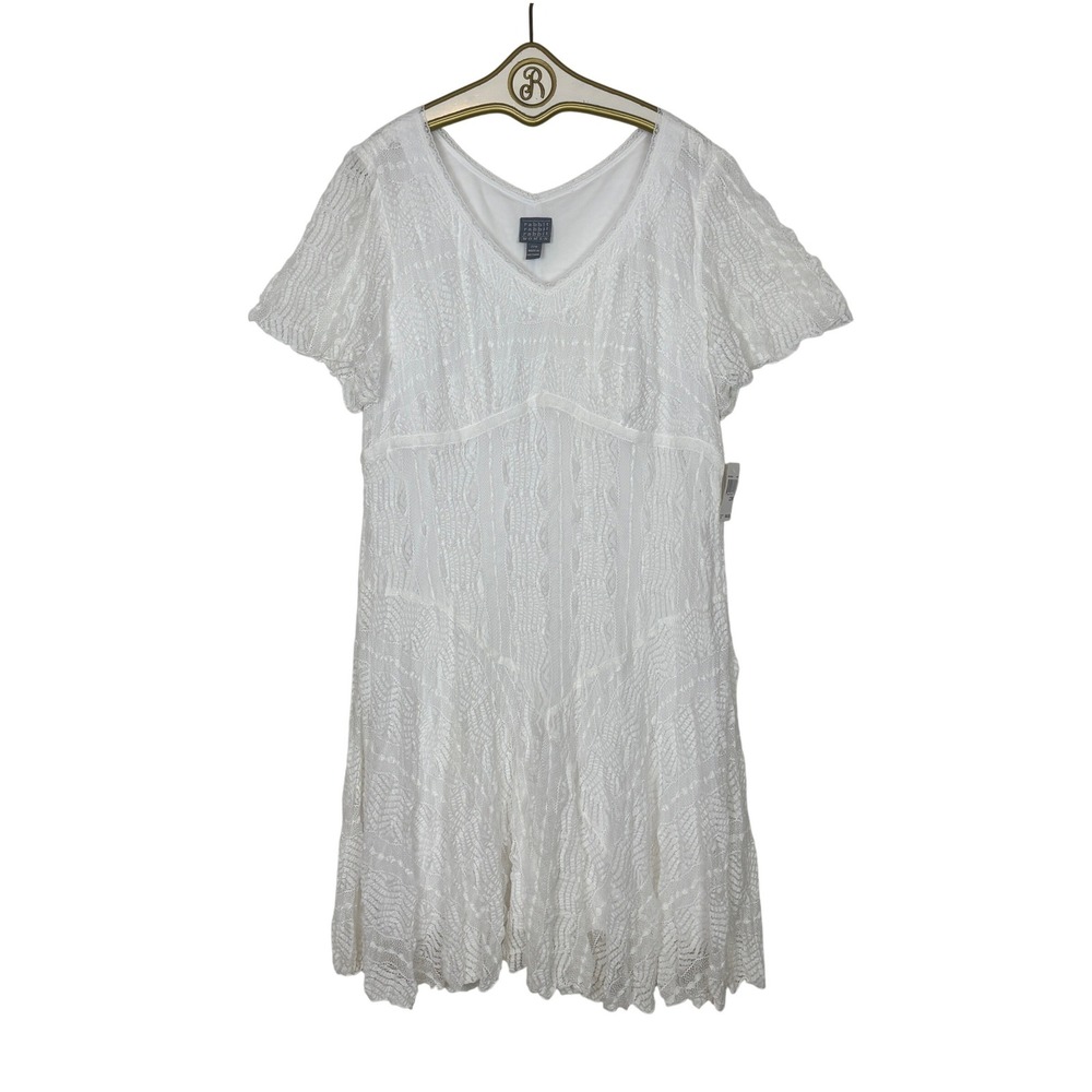 Rabbit Rabbit Rabbit Lace Dress Women 22W White V-Neck Boho Bridal Cottage Plus